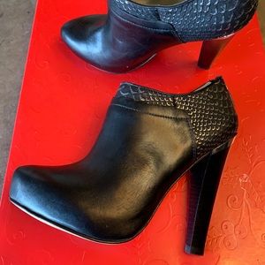 Charles David Black Leather Ankle Boots 6